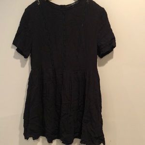 black eyelet mini dress